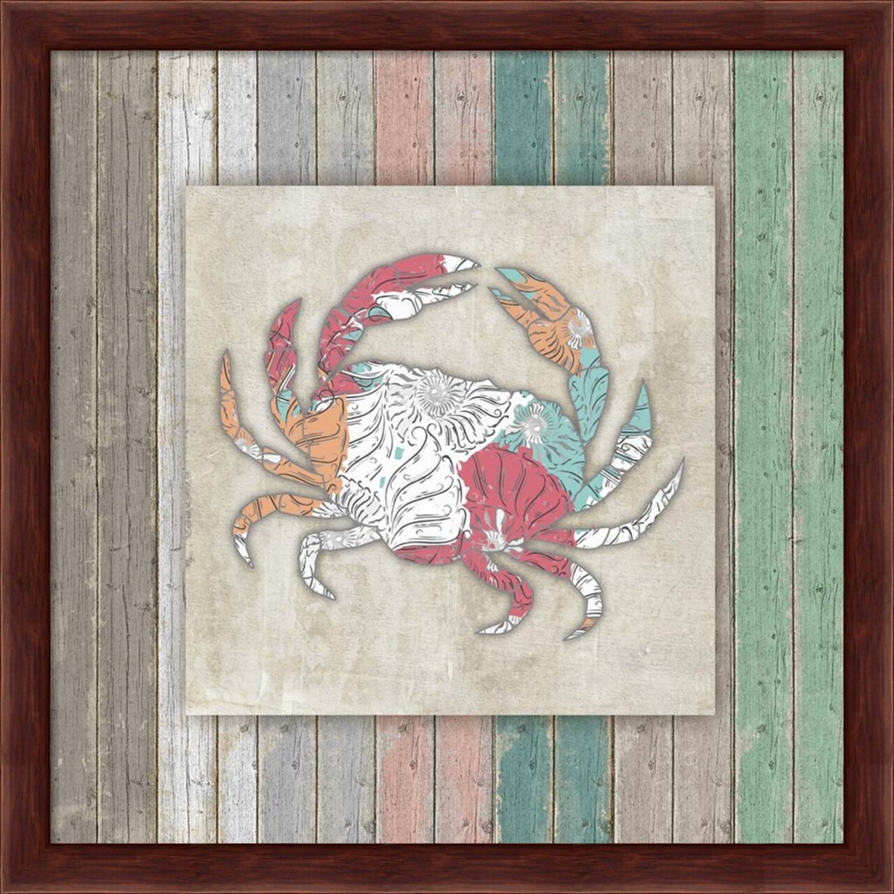 Sea Side BoHo Frame - Crab by LightBoxJournal 13" x 13" Framed Wall Art
